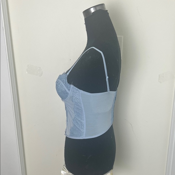 Y2k Elegant Lace Mesh Bustier Corset in Light Blue - Picture 5 of 14